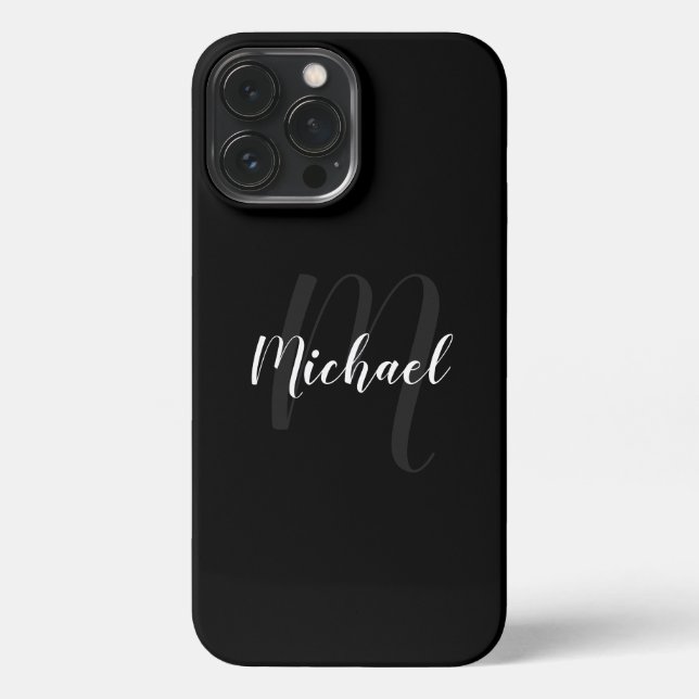 Modern Script Personalised Monogram and Name iPhone Case (Back)