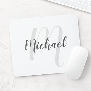 Modern Script Personalised Monogram and Name Mouse Pad
