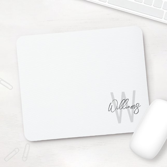 Modern Script Personalised Monogram and Name Mouse Pad (Creator Uploaded)