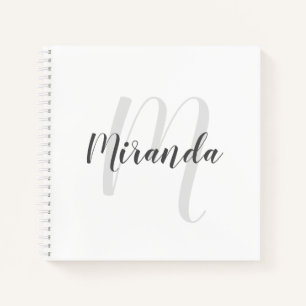 Modern Script Personalised Monogram and Name Notebook
