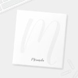 Modern Script Personalised Monogram and Name Notepad<br><div class="desc">Personalised Monogram and Name Notes
featuring personalised name in grey modern script font style and monogram in light grey modern script font style as background
on white background.</div>