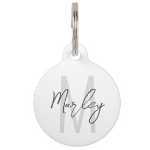 Modern Script Personalised Monogram and Name Pet Tag
