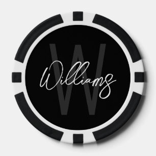 Modern Script Personalised Monogram and Name Poker Chips
