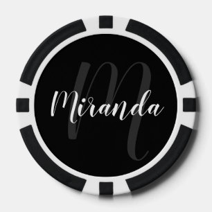 Modern Script Personalised Monogram and Name Poker Chips