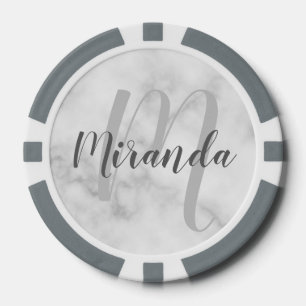 Modern Script Personalised Monogram and Name Poker Chips