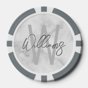 Modern Script Personalised Monogram and Name Poker Chips