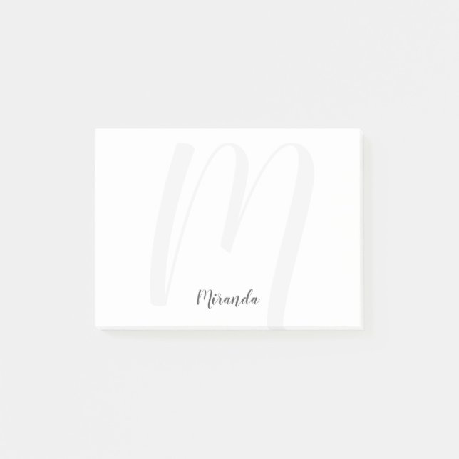 Modern Script Personalised Monogram and Name Post-it Notes (Front)