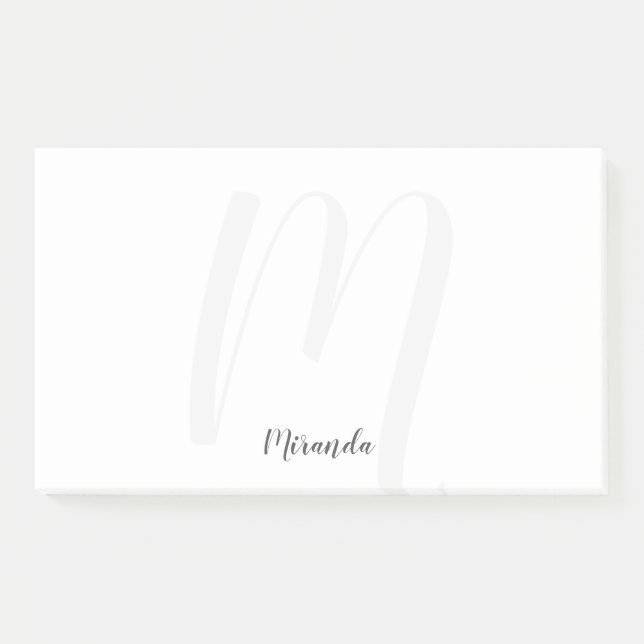 Modern Script Personalised Monogram and Name Post-it Notes (Front)