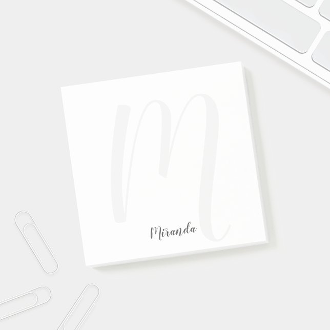 Modern Script Personalised Monogram and Name Post-it Notes (Creator Uploaded)