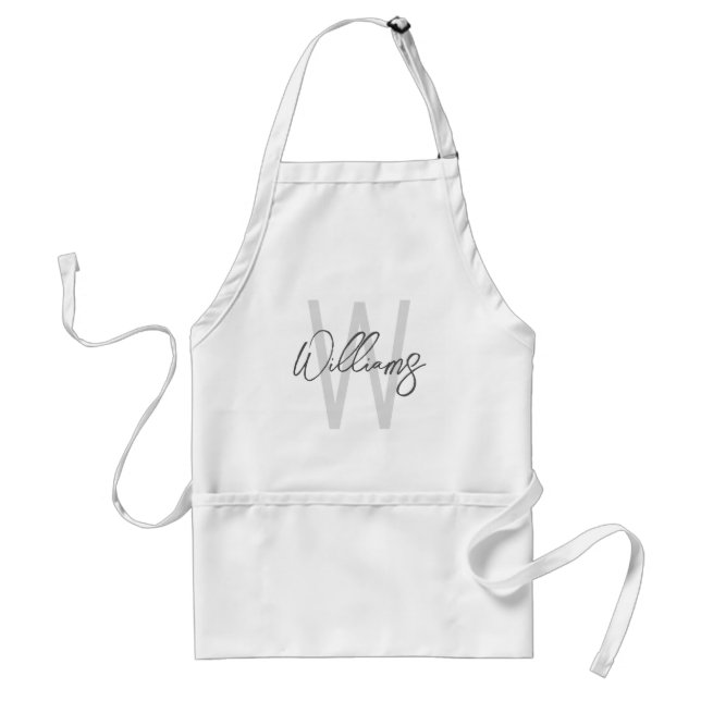 Modern Script Personalised Monogram and Name Standard Apron (Front)