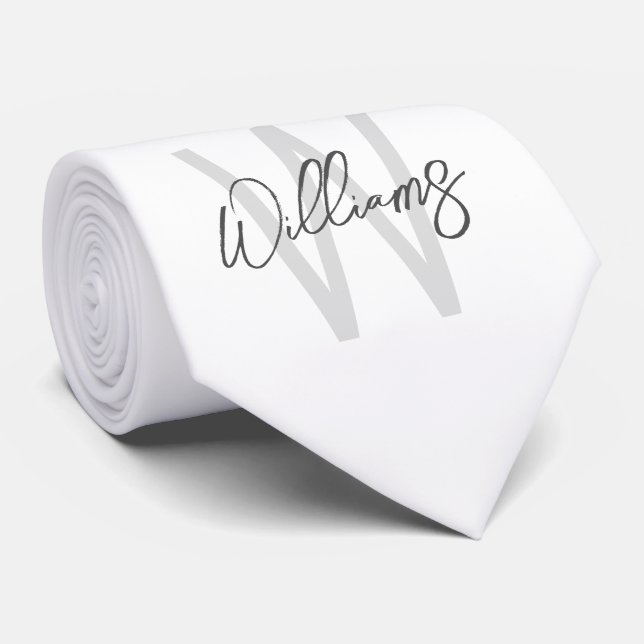 Modern Script Personalised Monogram and Name Tie (Rolled)