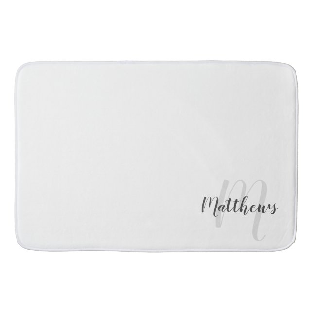 Modern Script Personalised Monogram & Family Name Bath Mat (Front)