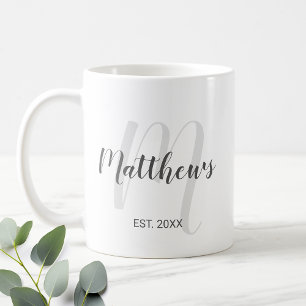 Modern Script Personalised Monogram & Family Name Coffee Mug