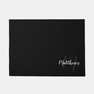 Modern Script Personalised Monogram & Family Name  Doormat