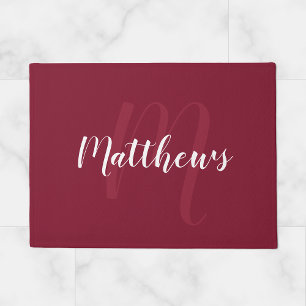 Modern Script Personalised Monogram & Family Name Doormat