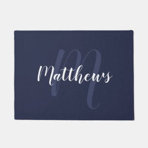 Modern Script Personalised Monogram & Family Name  Doormat