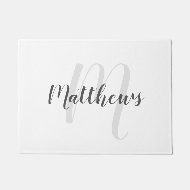 Modern Script Personalised Monogram & Family Name Doormat (Front)