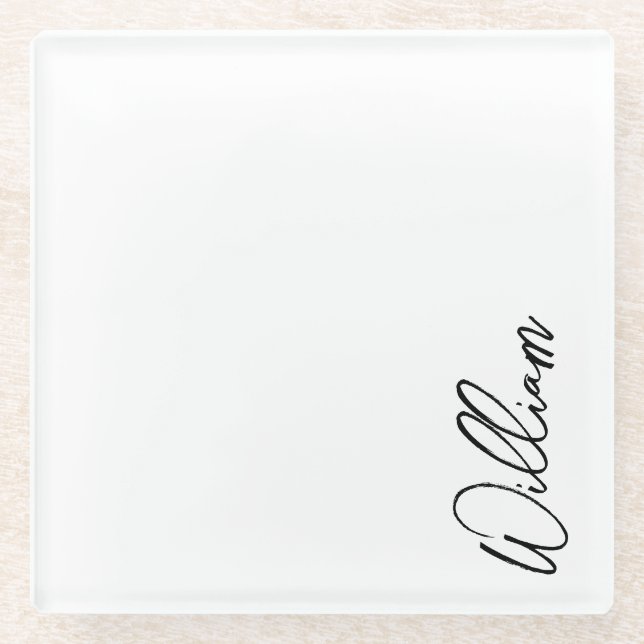 Modern Script Personalised Name Glass Coaster (Front)