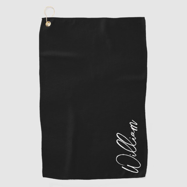 Modern Script Personalised Name Golf Towel (Front)