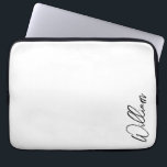 Modern Script Personalised Name Laptop Sleeve<br><div class="desc">Modern Minimalist Personalised Name Gifts 
This design features personalised name in black modern handwriting script font on white background.

Perfect as holiday gifts for him,  father's day gifts and gifts for any special occasions.</div>