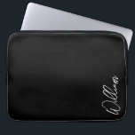 Modern Script Personalised Name Laptop Sleeve<br><div class="desc">Modern Minimalist Personalised Name Gifts 
This design features personalised name in white modern handwriting script font on black background.

Perfect as holiday gifts for him,  father's day gifts and gifts for any special occasions.</div>