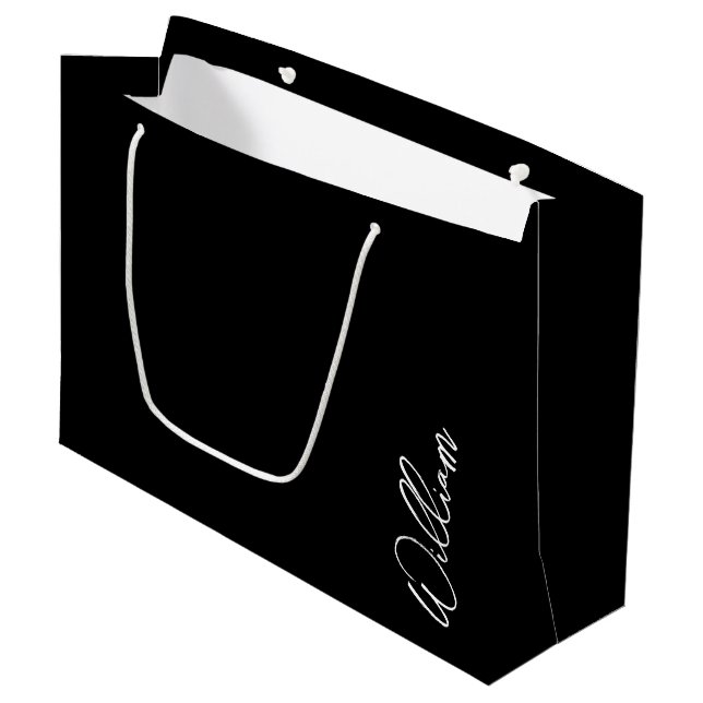 Modern Script Personalised Name Large Gift Bag (Front Angled)