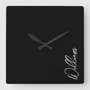 Modern Script Personalised Name Square Wall Clock