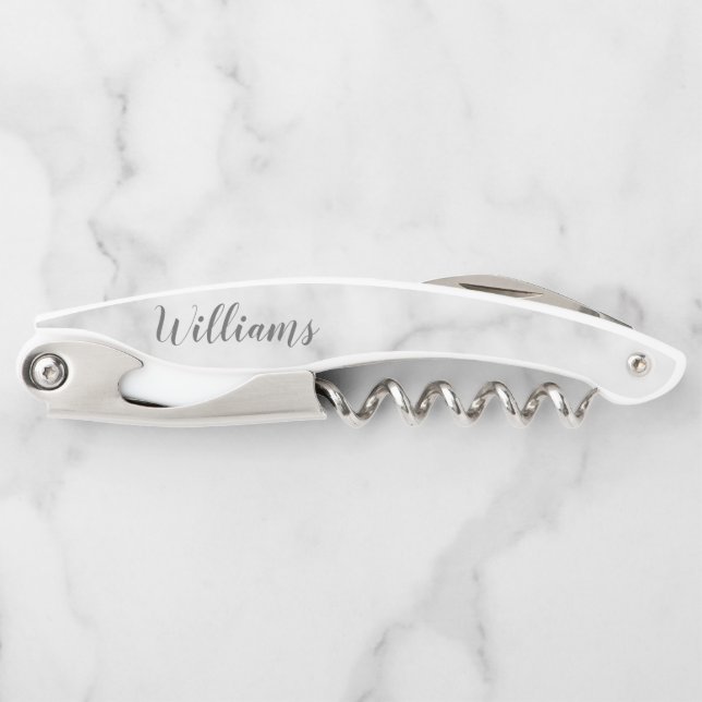 Modern Script Personalised Name Waiter's Corkscrew (Front)