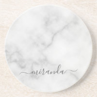 Modern Script Personalised Name White Marble