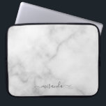 Modern Script Personalised Name White Marble Laptop Sleeve<br><div class="desc">Modern Script Personalised Name White Marble Gift
featuring personalised name in grey modern script font style on white marble background.</div>