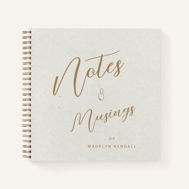 Modern Script Personalised Notes & Musings Ivory Notebook (Front)