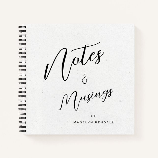 Modern Script Personalised Notes & Musings White Notebook (Front)
