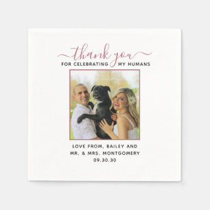 Modern Script Personalised Pet Wedding Photo Napkin