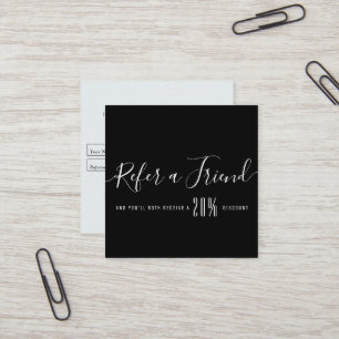 modern script personalised referral square business card