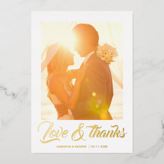 Modern script personalised wedding thank you card (Front)