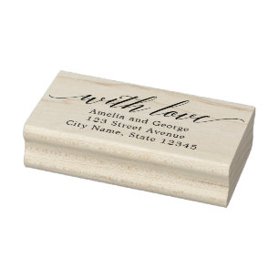 Modern Script Personalised Wood Stamp