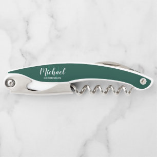 Modern Script Personalized Groomsman Corkscrew