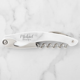 Modern Script Personalized Groomsman Corkscrew