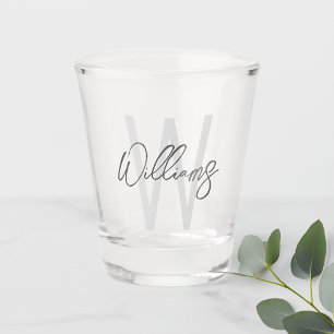 Modern Script Personalized Monogram and Name Shot Glass