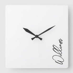 Modern Script Personalized Name Square Wall Clock