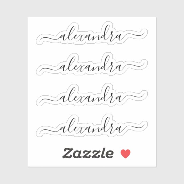 Modern Script Personalized Name Stickers (Sheet)