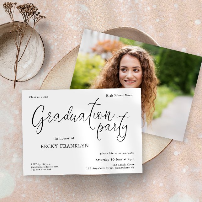 Modern Script Photo 2024 Graduation Party  Invitation (Creator Uploaded)