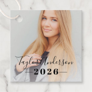 Modern Script Photo 2026 Graduation Party Favour Tags
