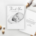 Modern Script Photo Baby Thank You Card<br><div class="desc">Modern Script Photo Baby Thank you card. The back includes a generic thank you message that you can personalise or remove if you prefer to hand write your thank you.</div>