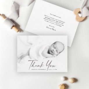 Modern Script Photo Baby Thank You Card