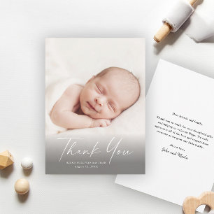 Modern Script Photo Baby Thank You Card