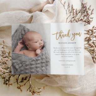 Modern Script Photo Baby Thank You Postcard