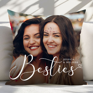 Modern Script Photo Besties Gift Cushion