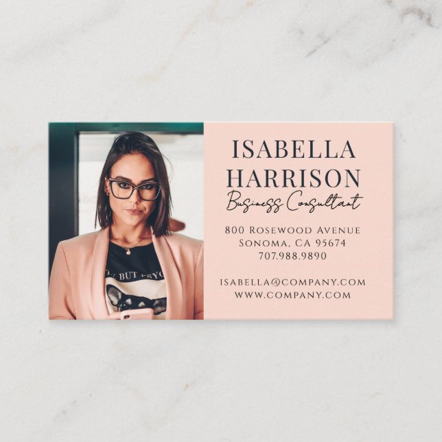 Modern Script Photo Business Consultant Card (Front)