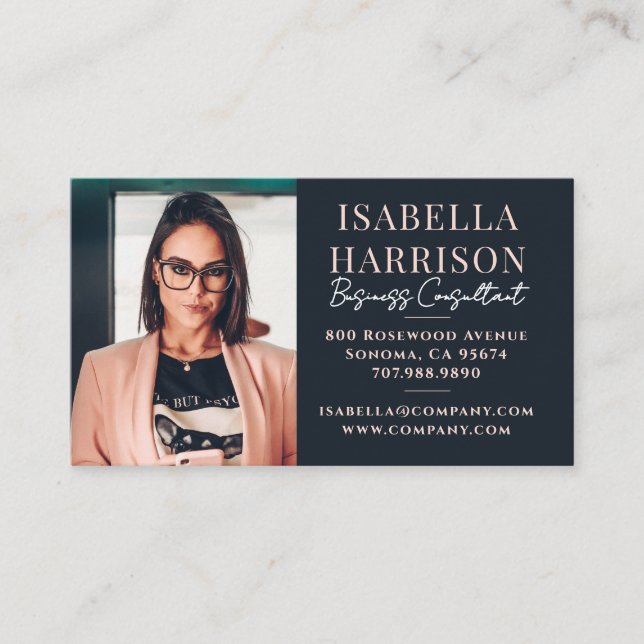 Modern Script Photo Business Consultant Card (Front)